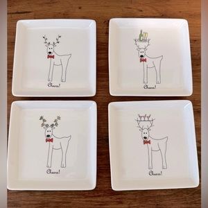 Set of 4‎ porcelain coasters christmas reindeer cocktails